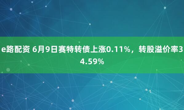e路配资 6月9日赛特转债上涨0.11%，转股溢价率34.59%