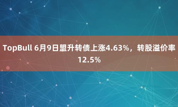 TopBull 6月9日盟升转债上涨4.63%，转股溢价率12.5%